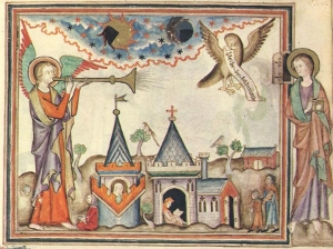 Chapter 8: The 4th Trumpet - The Cloisters Apocalypse: early 14th century manuscript- Click for larger image